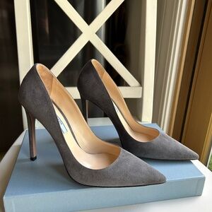 Prada Gray Suede Heels
